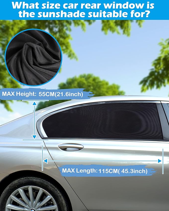 Tevlaphee Car Sunshade Kids, Universal Sun Visor Car Net Sunscreen Baby with Certified UV for Side Window Mesh Material Protects Passenger Baby, Children & Pets(L) (XL)