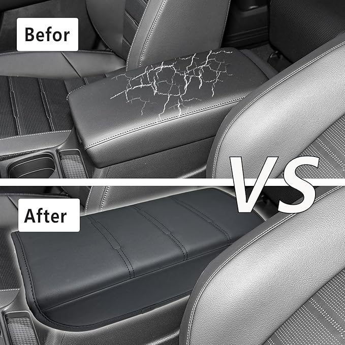 Center Console Pad Armrest Box Cover for Honda 2025 2024 2023 CRV LX EX EXL Sport Hybrid Sport Touring,Black Leather Protector Accessories for CR-V 2023 2024（Black line）