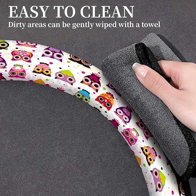 Car Steering Wheel Cover, Universal 15 Inch Neoprene Non-Slip Steering Wheel Covers, Funny Car Accessories for Women Men Fit Auto, Suvs, Truck Cute Colorful Owls