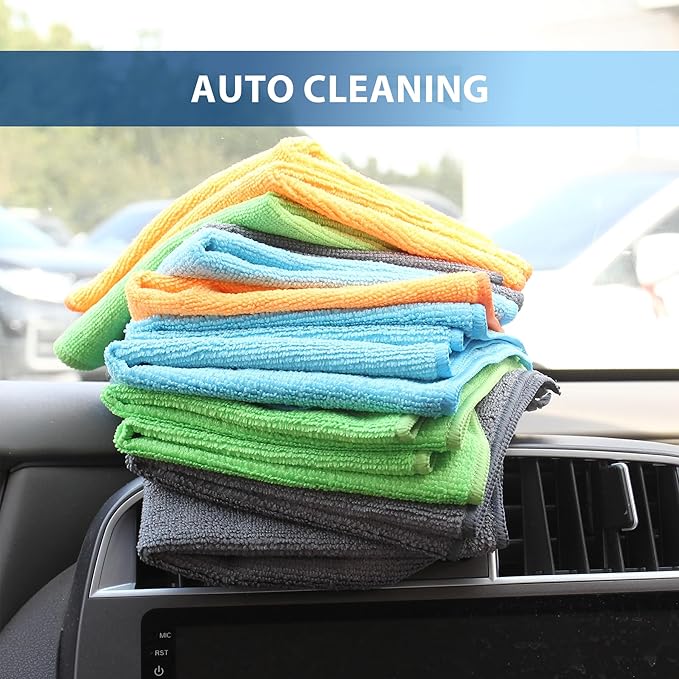 Tricol Clean 12 Pack Microfiber Cleaning Cloth 11.8x11.8inch - Streak-Free, Reusable Microfiber Wipes Towels for Glass, Kitchen, Car, Dusting - Absorbent & Lint-Free-Mixed 4 Colors