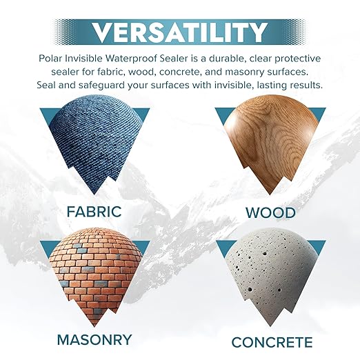 Polar Invisible Waterproof Sealer Clear - 6 x 20 Fl Oz | Instant Waterproof Sealant for Fabric, Concrete, Brick, Wood & Masonry | Long Lasting Protection for Interior & Exterior Surfaces