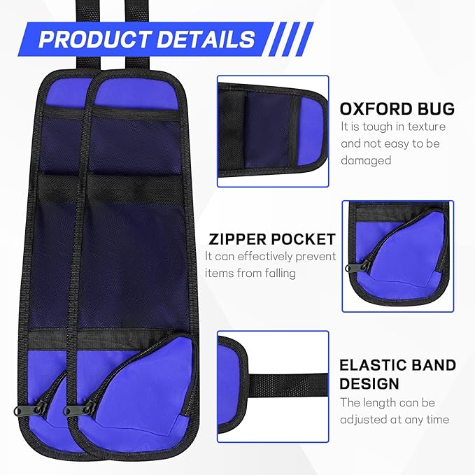 Hovom 2PCS Car Seat Storage Hanging Bag, Multi-Pocket Auto Seat Side Organizer, Multifunctional Mesh Pocket Auto Front Seats Organizer for Phone Wallet Glasses, Universal Car Accessories (Blue, 2PCS)