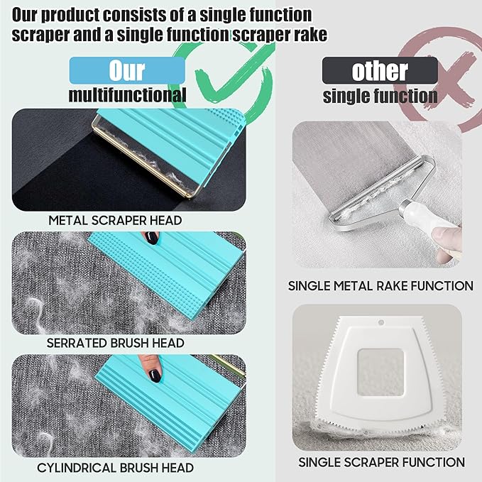 Mini Pet Hair Remover – 2025 Reusable Carpet Rake & Fur Scraper for Furniture, Car Interior, Hair Remover Brush for Bed, Couch, Home Surfaces Blue