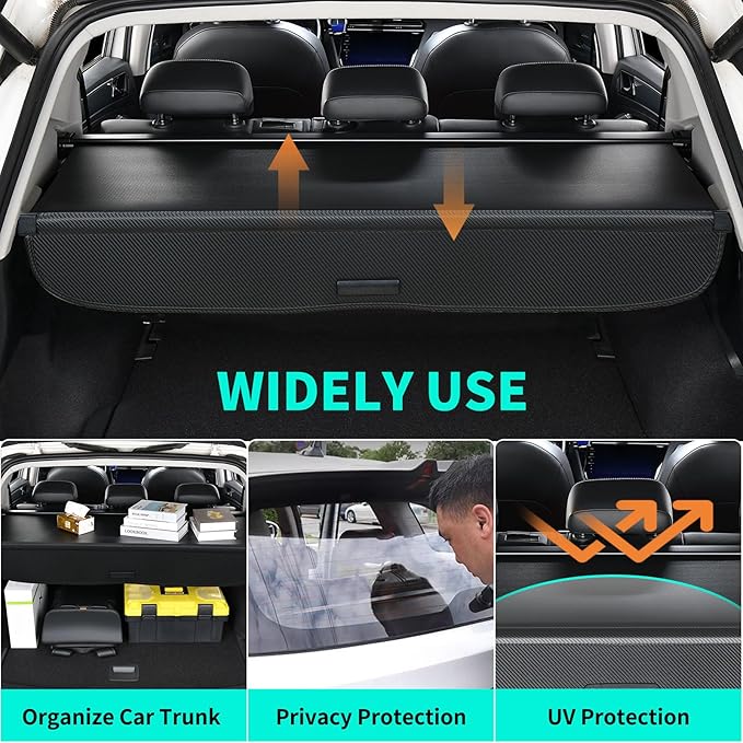 Tecoom Cargo Cover fit for Honda CRV 2026 2025 2024 2023 Accessories, Retractable Rear Trunk Cover Luggage Security Shade, Anti-Peeping Privacy Screen Protector, Carbon Fiber Texture