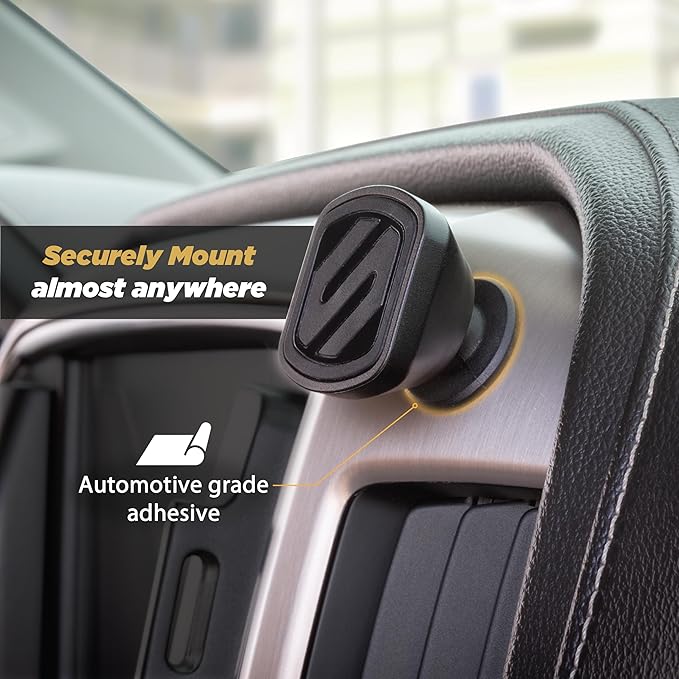 Scosche MMDSD-RP MagicMount™ Select Mini Magnetic Car Phone Holder - Strong Magnet Mount for iPhone and Android - Secure Magnetic Cell Phone Mount for Car Dash - Universal 360° Mobile Cellphone Holder