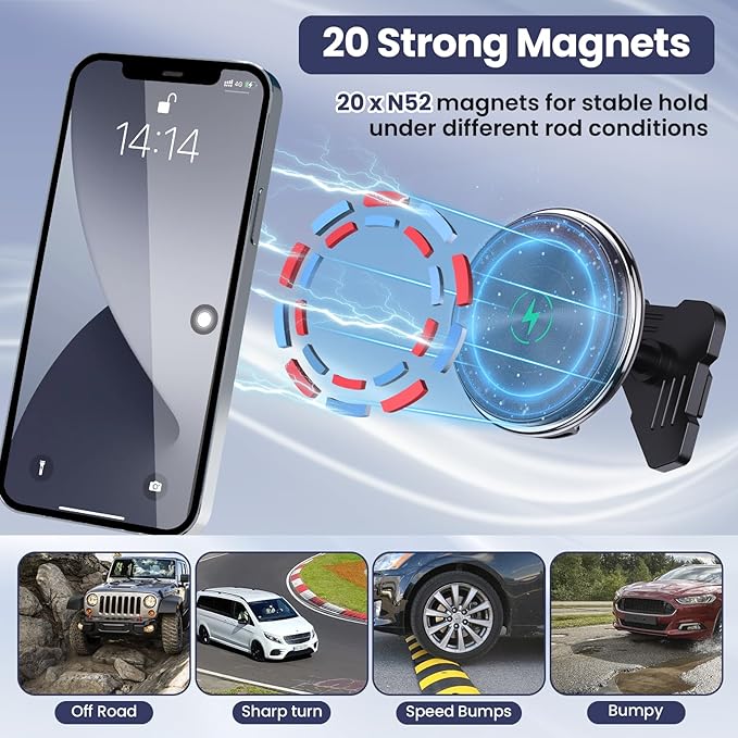 Kaishengyuan Wireless Charger Magnetic Vent Phone Mount Compatible with 2015-2020 Ford F-150, 2017-2021 Super Duty & 2018-2021 Expedition Metal Phone Holder Cradles Bracket Stand for All Smartphone