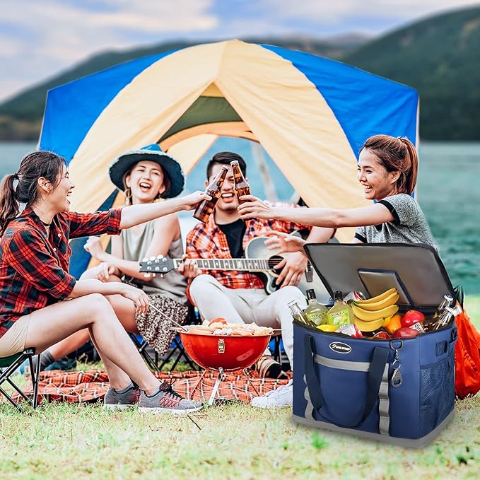 Maelstrom Collapsible Soft Cooler Bag,35/55/75 Cans Beach Cooler with Flip Top Lid, Ice Chest, Leakproof & Portable for Beach, Camping, Road Trips & Grocery Shopping