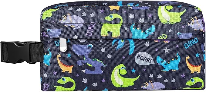 Small Insulated Snack Bag Lunch Bag for Kids Lunch Box for Women/Men, Collapsible [3L/5-Can] Reusable Lunch Bag Cooler Bag for Bottle with Handle Buckle for Work/School, Purple Dinosaur