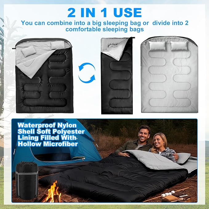 18 Pcs Camping Tent Set for 2-3 Person Include Tent Sleeping Bag Waterproof Camping Tarp Stainless Steel Mess Kit with Mug Bowls Utensils Carry Sack Complete Outdoor Travel Set