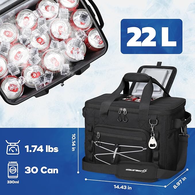 Maelstrom Soft Sided Cooler Bag, 30/40 Can Collapsible Insulated Ice Chest, Large Leakproof Portable Storage for Camping, Travel, Kayaking & Beach