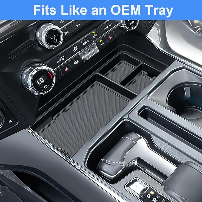 PIMCAR Center Console Organizer for 2021-2025 2026 Ford F150 & 2022-2025 F150 Lightning XLT Pro, Hidden Storage Tray with USB Hole Accessories (Fits into The Open Pocket in Front of The Shifter)