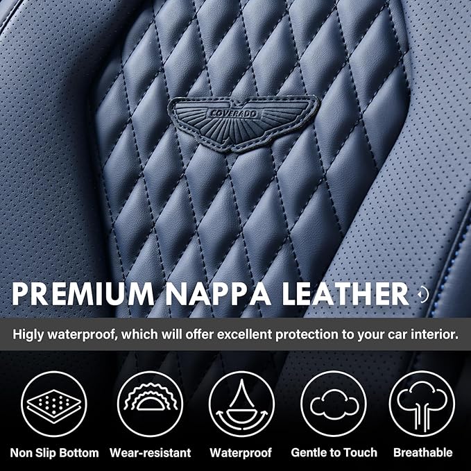 Coverado Seat Covers, Car Seat Covers Front Seats, Blue Car Seat Cover, Waterproof Car Seat Covers, Car Seat Cushion, Front Car Seat Covers Leatherette Car Seat Protector Universal Fit Most Cars