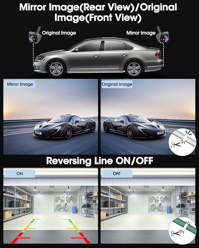 【360°Rotatable】 AHD 1080P Backup Camera for Car Super Night Vision 170° Wide Angle Reverse Camera IP69 Waterproof Back Up Camera for Cars Front Rear View Camera w Parking Assist