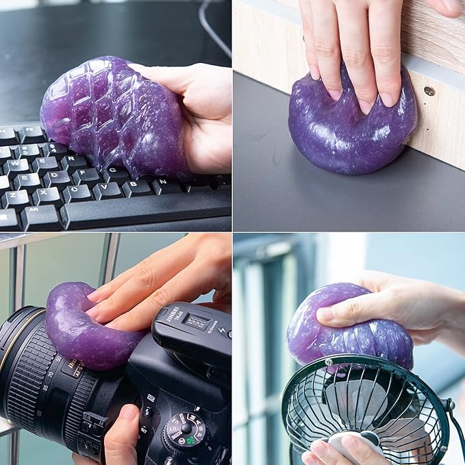 ASFSKY Car Cleaning Gel for Car Interior（Air Vents, Dashboard, Center Console, Cup Holders, Seat Seams, etc.） Removes Dust, and Debris, Reusable, No Residue Cleaner (3, Purple)