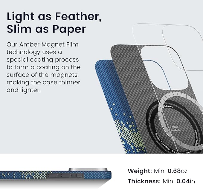 pitaka for iPhone 16 Pro Max Case Compatible with MagSafe, Thin & Light Case iPhone 16 Pro Max with a Caseless Feel, 1500D Aramid Fiber Woven [Tactile Woven-Milky Way Galaxy]