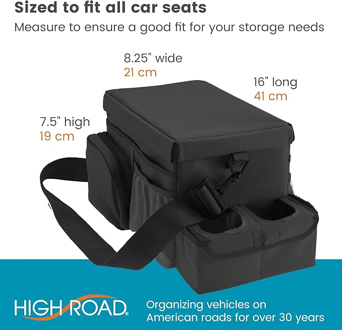 High Road CarHop Backseat Organizer for Kids and Passenger Seat Organizer for Adults - Car Seat Cooler with Cup Holders and Convertible Tray Lid