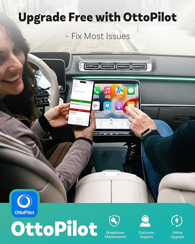 OTTOCAST Mini 2025 Wireless CarPlay & Android Auto 2-in-1 Adapter, Plug & Play, 5GHz WiFi, Auto Connect for iPhone & Android, Fits 98%+ OEM Wired CarPlay Cars