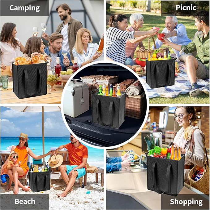 Insulated Grocery Bags with Zippered top Frozen Food Shopping Groceries Travel Insulated Tote Cooler Thermal Bags