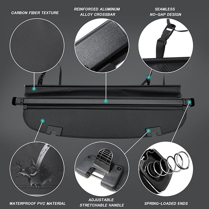 Cargo Cover for Mazda CX-5 CX5 2025-2017 Accessories Retractable Trunk Cover Security Shielding Shade Cargo Luggage Cover Trunk Privacy Protection (Carbon Fiber Texture)