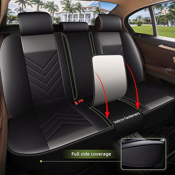 AOMSAZTO Seat Cover Fit for GMC Terrain 2020-2026: Full Set Waterproof Faux Leather Automotive Seat Covers Vehicle Seat Cushion Protector Car Interior Covers(5 Seats Black&Grey)