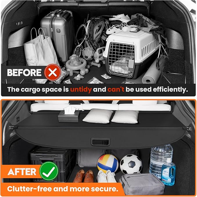 Powerty Cargo Cover for Tesla Model Y Juniper 2025 2026(Just for 5-Seaters), Trunk Cover Retractable Trunk Shielding Shade Privacy Luggage Screen for Model Y Juniper Accessories