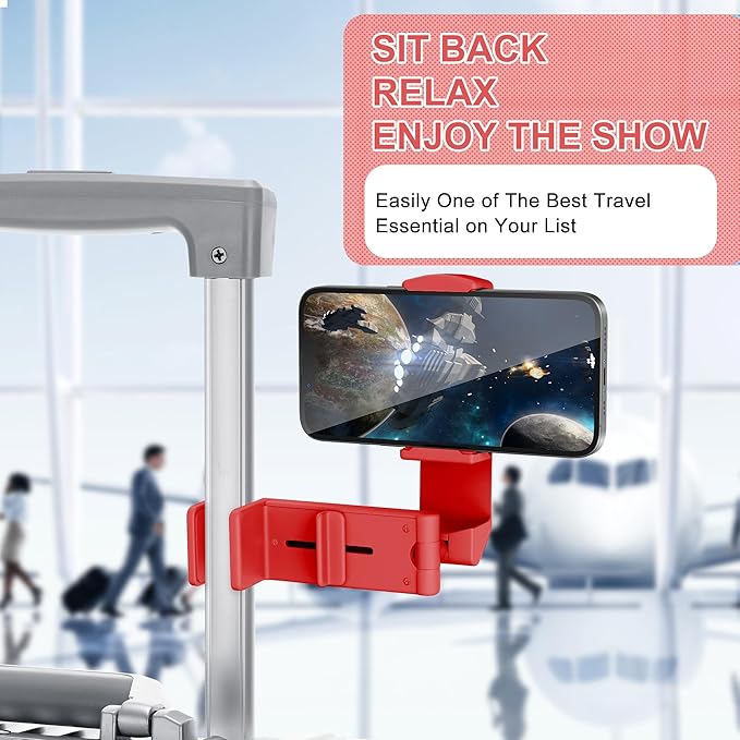 Perilogics Airplane Phone Holder Mount Universal in Flight Hands Free Viewing with Multi-Directional Dual 360 Degree Rotation (Coral)