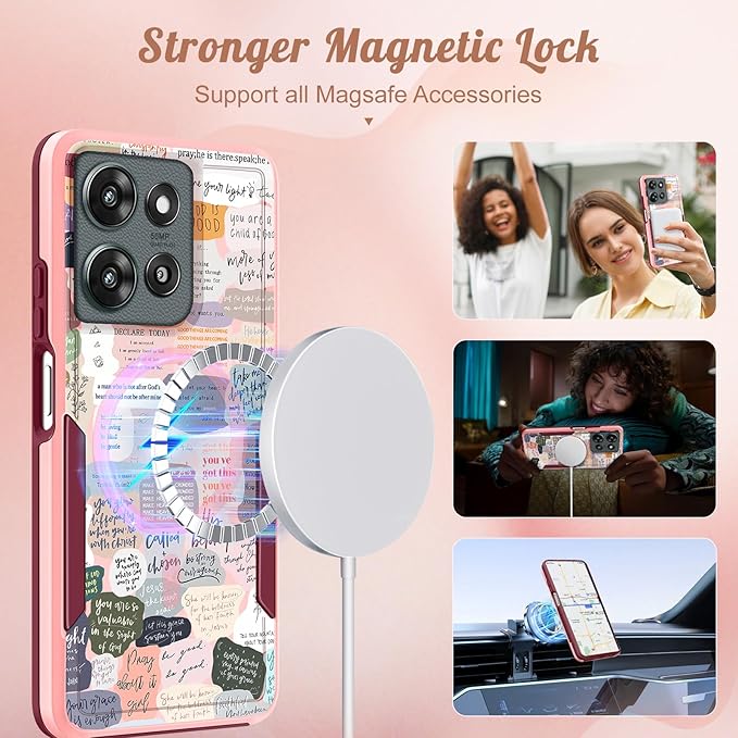 for Moto G 2025 Case Women - Compatible with MagSafe Cute Girls Magnetic Protective Phone Cover Girly Kawaii Unique Pretty Heavy Duty Shockproof Design for Motorola Moto G 5G 2025 Cases
