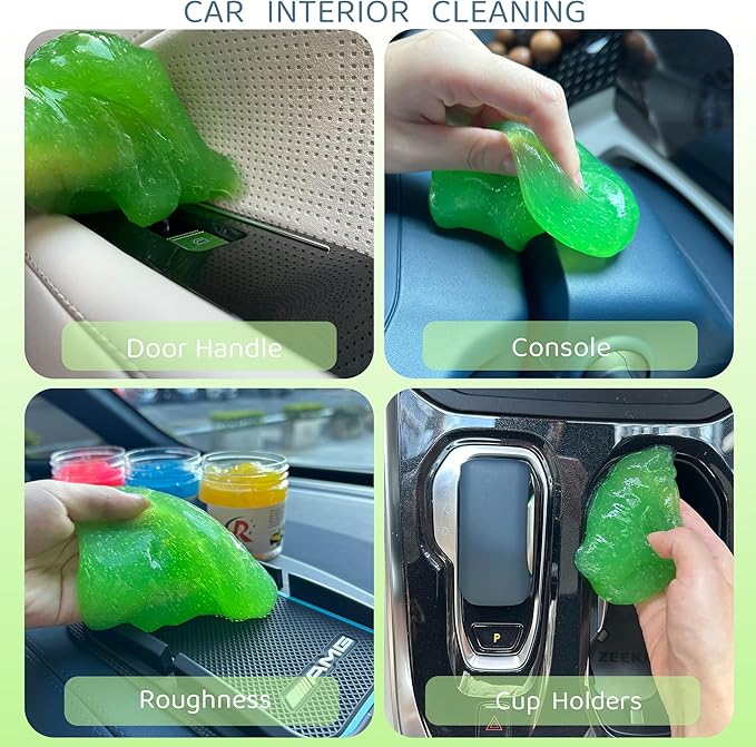 2-Pack Car Cleaning Gels Car Interior Cleaner Putty Slime Auto Detailing Tools Universal Dust Removal Cleaning Kit for Car Accessories Vents 3C Office Scented Green