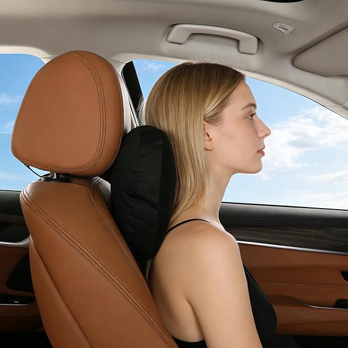 2Ps car headrest Pillow, car Neck Pillow for Driving, 11.8x7.5 inches Head Rest Pillow for car,Fits Most car Models, Suede Fabric with Polyester Fiber Filling(Gray)
