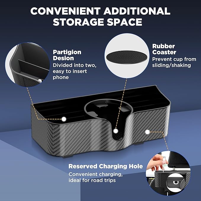 Car Headrest Backseat Organizer with Cup Holder,3 in 1 Backseat Cup Holder, Storage Box Organizer & Hooks for Car, for Hold Phone,Snacks, Drinks, Handbag, Compatible with Most Vehicles Black 2pcs (2)