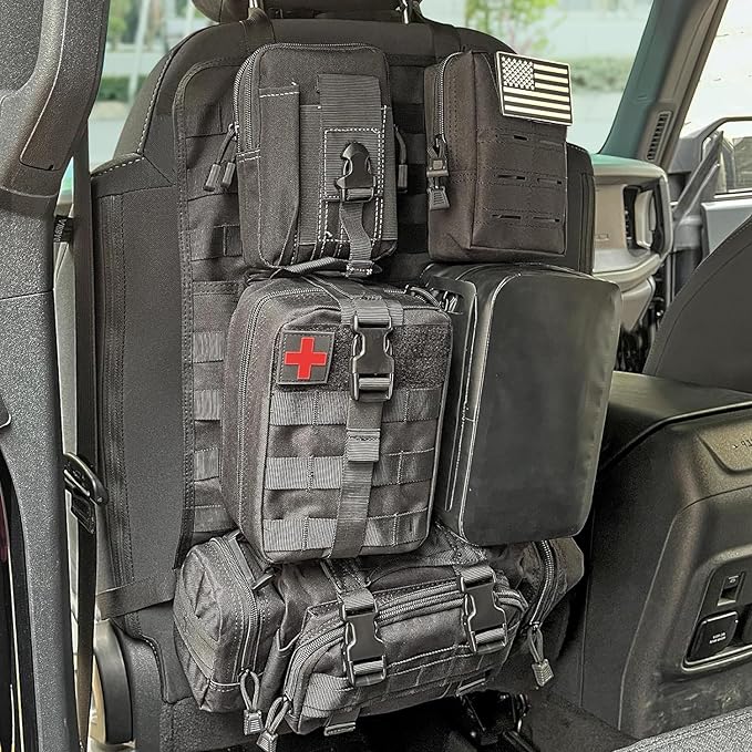 Z8 Tactical Seat Back Organizer, Universal Car Seat Back Cover with 5 Mole Bags in Different Sizes, Universal Fits All Vehicles