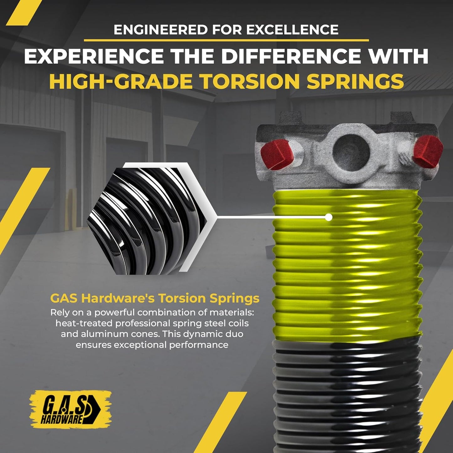 Garage Door Torsion Spring 207x2x22 Torsion Springs for Left Side of Garage Door with 1" Steel Bearing, Gloves, and Winding Bars Precision E-Coating 5-Year Warranty Minimum 30,000 Cycles (Red Cone)