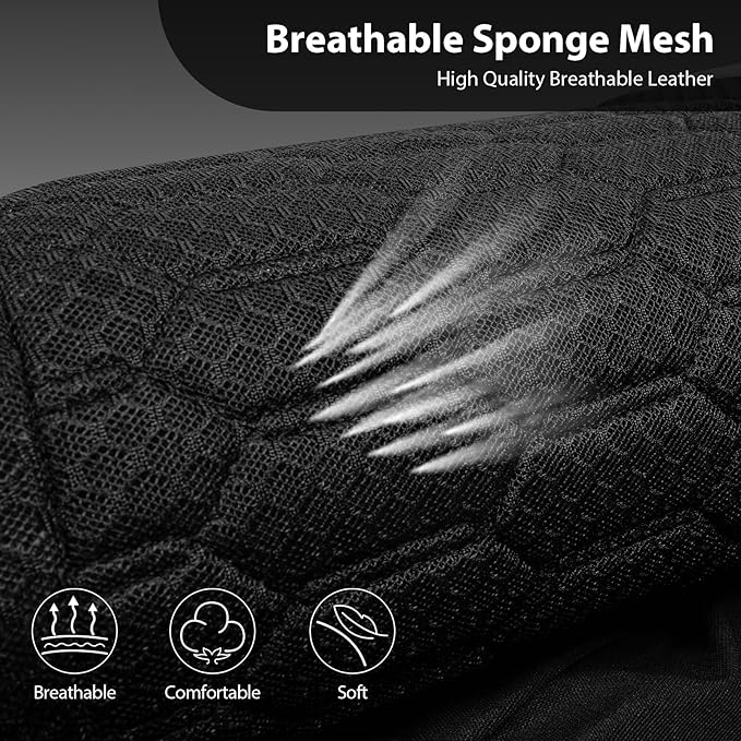 CAR PASS 3D Foam Mesh Leather Car Seat Covers Full Set,Breathable Mesh Faux Leather Seat Covers for Car,Universal Fit for SUV Truck Sedan Automotive, Armrest Airbag Compatible,Black