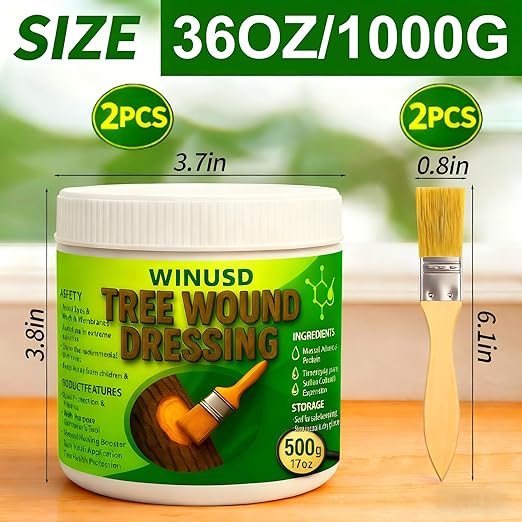 Tree Wound Sealer, 1000g Tree Pruning Sealer & Wound Dressing Healing Paste for Grafting, Pruning & Damaged Bark, Waterproof Tree Repair Sealant for Bonsai, Fruit Trees, Roses, Shrubs (2.2 lb)