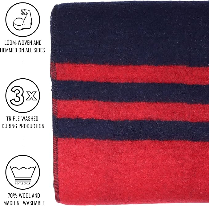 Arcturus Rainier Wool Blanket - Warm, Heavy, Washable, Bed Blanket | Great for Home & Camping (Lava Canyon, King)