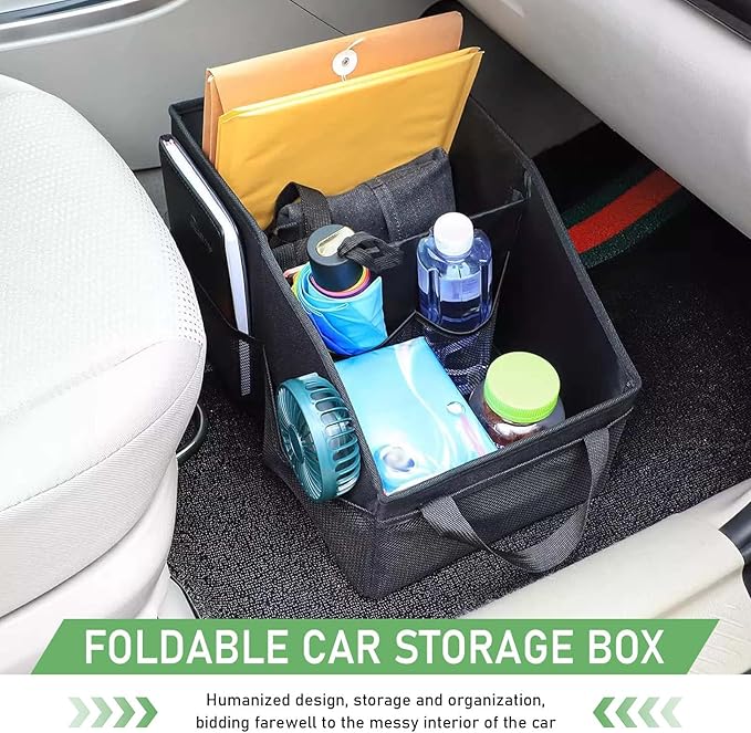 Car Seat Organizer, Car Organizer Backseat, Collapsible Small Auto Seat Storage with Handles and Mesh Pockets, for Front/Rear Consoles Back Seats Traveling
