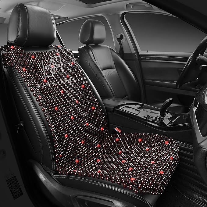 LACDL Beaded Car Seat Covers for Cars, Cooling Bead Seat Cover for Trucks & SUVs - Auto Ventilated Seat Cooler Pad, Natural Wood Breathable Beads - Sweat Protector for Summer, Stars