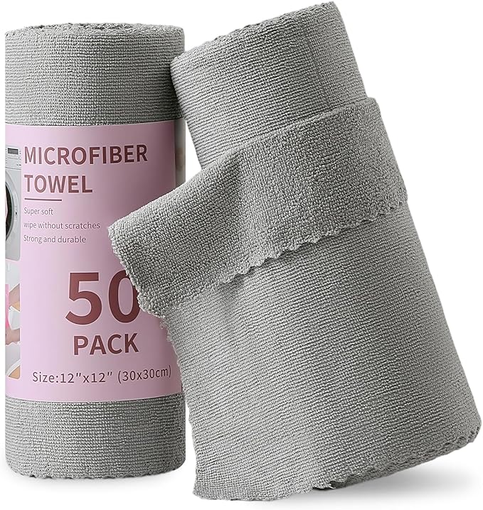 Jessy Home 2 Roll Reusable Paper Towels,100 Sheets Tear Away Microfiber Cleaning Cloth, Lint Free Cleaning Rags for Kitchen, Dishcloth,Household Cleaning Supplies