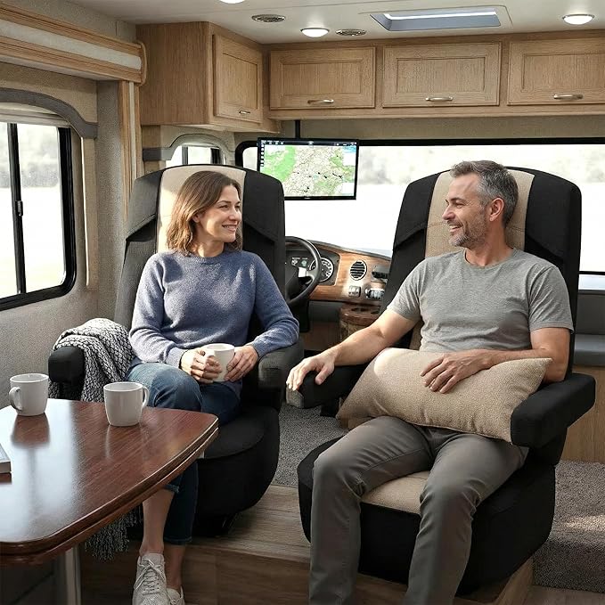 VALUN RV Seat Covers (2 Pack) – Captains Chair Seat Covers for RV Captain Chair & Motorhome Chairs, Universal Fit RV Chair Covers for Camper, Trailer, Van, Protects Against Dirt, Spills & Wear