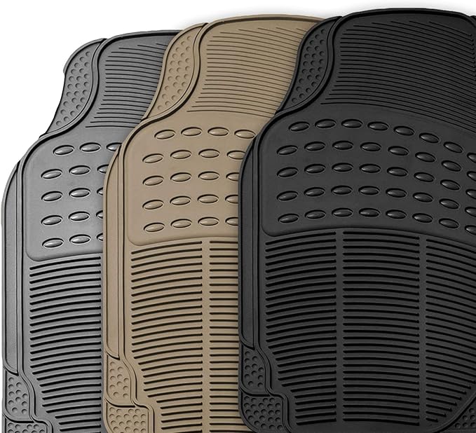 FH Group Trimmable Non-Slip Rubber Floor Mats Full Set - Universal Fit for Cars Trucks and SUVs (Black) F11305
