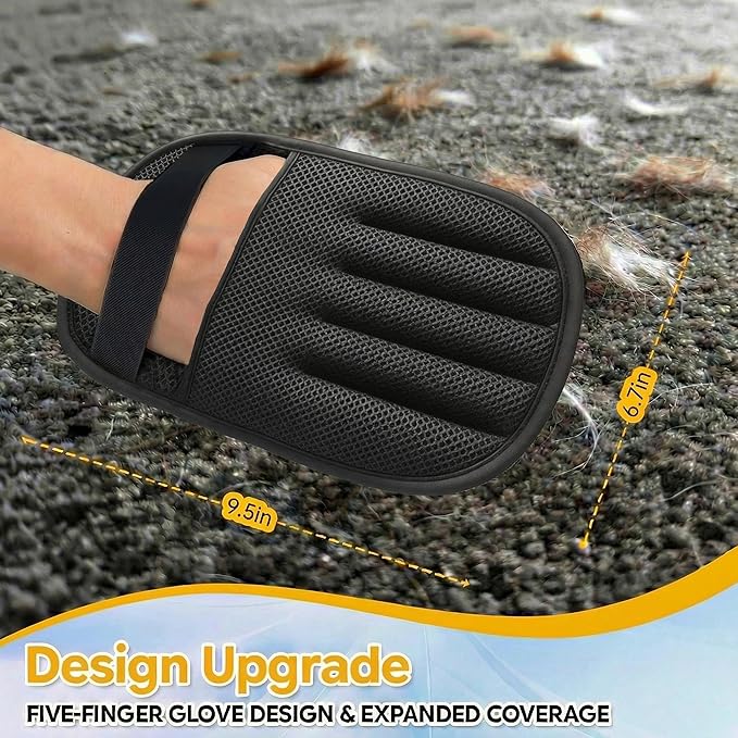 Pet Hair Removal Glove for Cat & Dog,Resuable Five-Finger Electrostatic Magic Brush,Washable Multi-Surface Pet Hair Remover Tool for Furniture, Clothing, Sofa, Carpet, Bed & Car