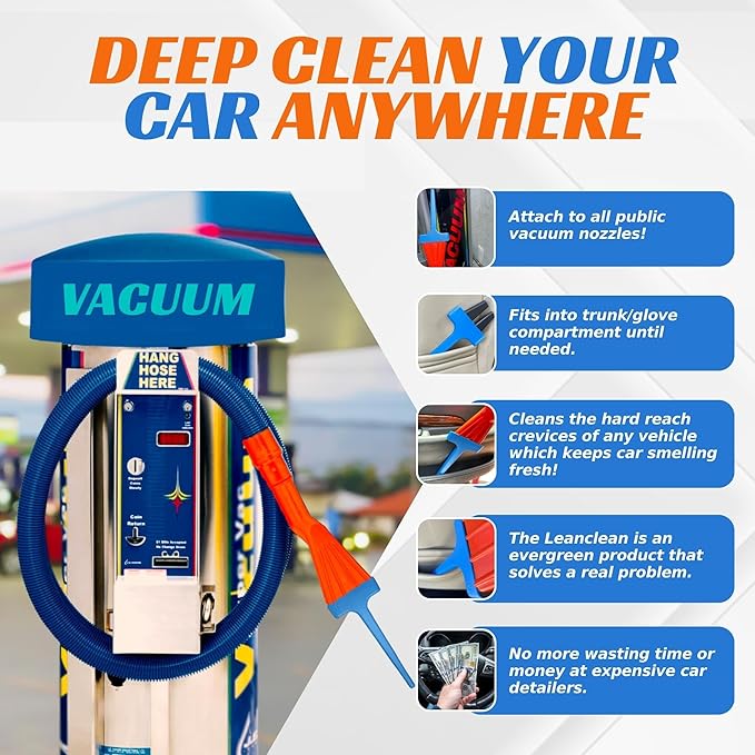 Vacuum Detail Attachment Tool | All-in-One Deepcleaning Crevice Cleaner/ Ice Scraper | The Best Car Accessories & Essentials | Wet & Dry Car Detailing Kit | Truck, Auto, & RV Cleaning Supplies (Blue)