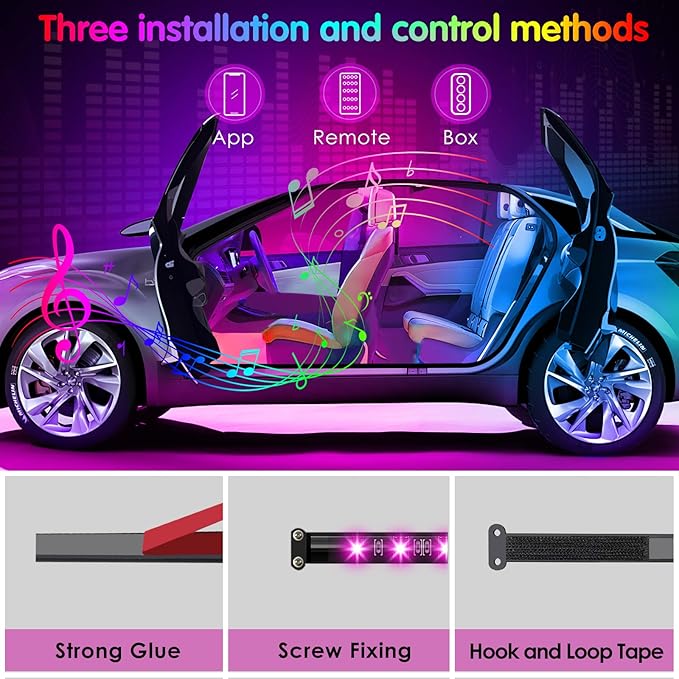Interior Car Lights Keepsmile Car Accessories APP Control with Remote Music Sync Color Change RGB Under Dash Lighting with Charger 12V LED Lights Running Board Lights