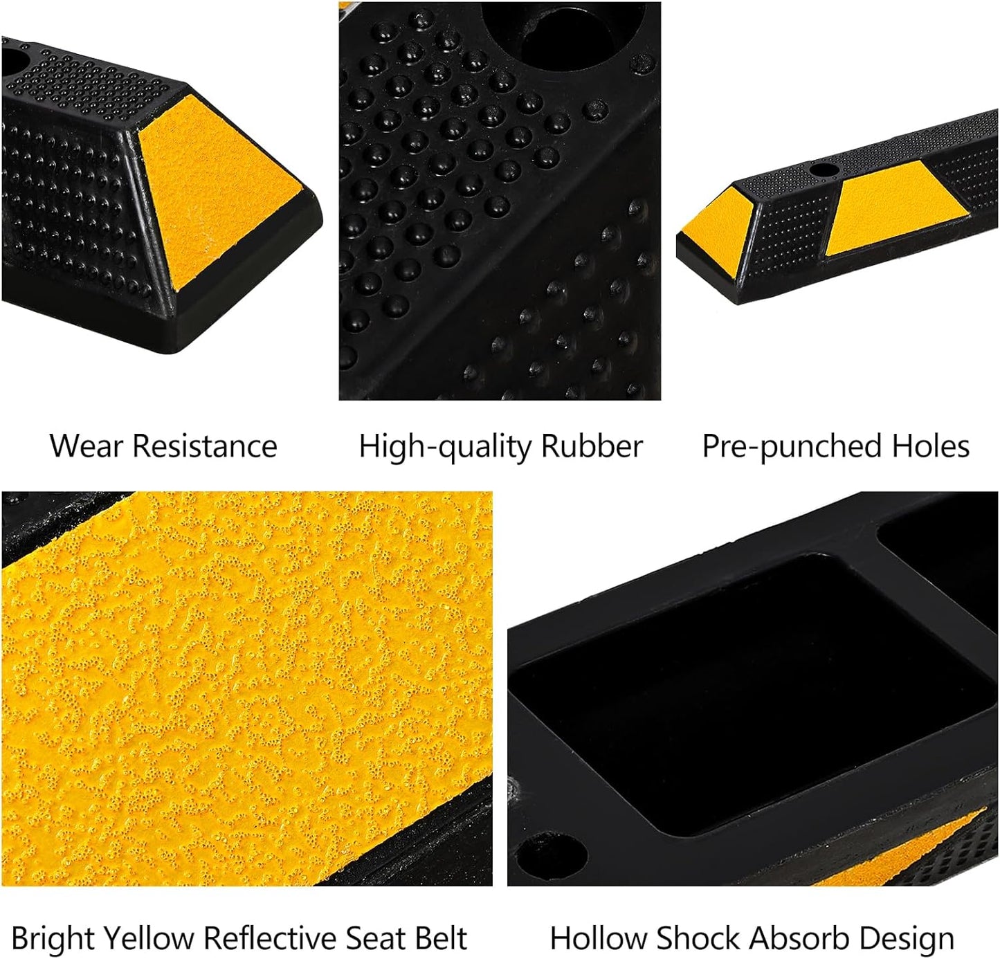Curb Parking Garage Floor Stopper - 72 Inch Extra Wide Heavy Duty Rubber Parking Lot Stopper, for Vehicles Truck Driveway, Protect Pumpers from Cars Vans Trucks 2PCS