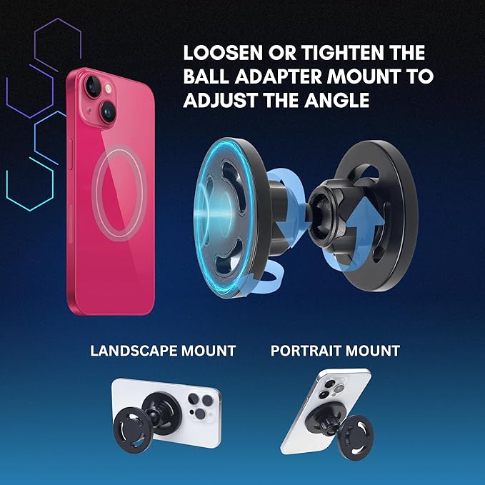 Eco-Fused Dual Magnet Phone Mount for Gym - Unleash The Powerful Magnets for Hands-Free 360° Vlogging! MagSafe Compatible, Adheres to Any Metal Surface - for Smartphones, Tripods, and Action Cameras.