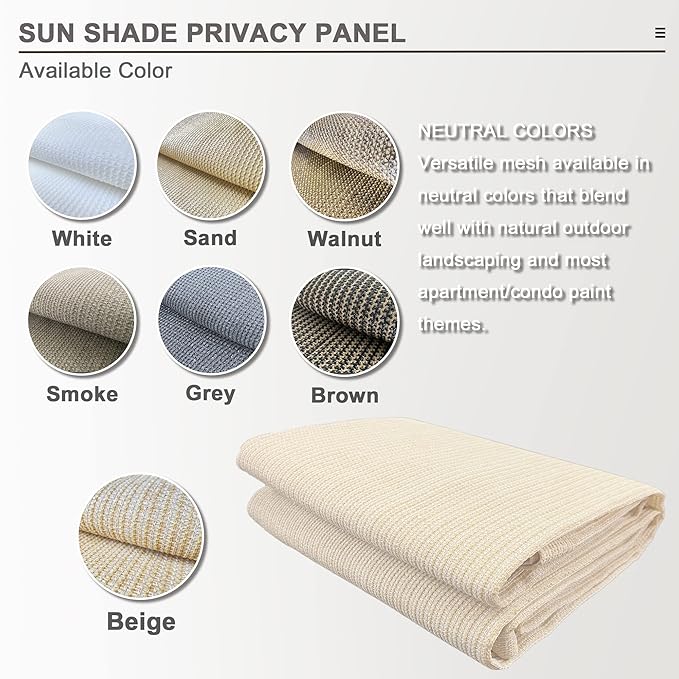 Sun Shade Privacy Panel with Grommets on 4 Sides for Patio, Awning, Window Cover, Pergola or Gazebo (Banha Beige, 8' x 5')