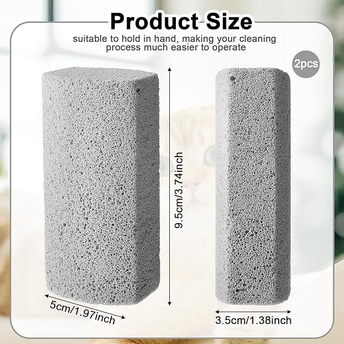 2 Pcs Pet Hair Block, Pet Hair Remover Grey Pumice Stone for Dog Cat Fur Removal Cleaning Dog Cat Fur Remover Stone Pets Rocks for Sofa Car Interior Bedding Carpet Couch Furniture