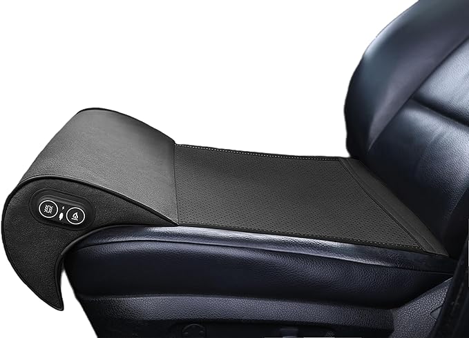 JUPENG Car Seat Leg Extender with Heat & Massage, USB Powered Multi-Level Memory Foam Under Thigh Leg Support Cushion for Driver Seat, Office Chair & Travel, Universal Comfort Pad (Black)