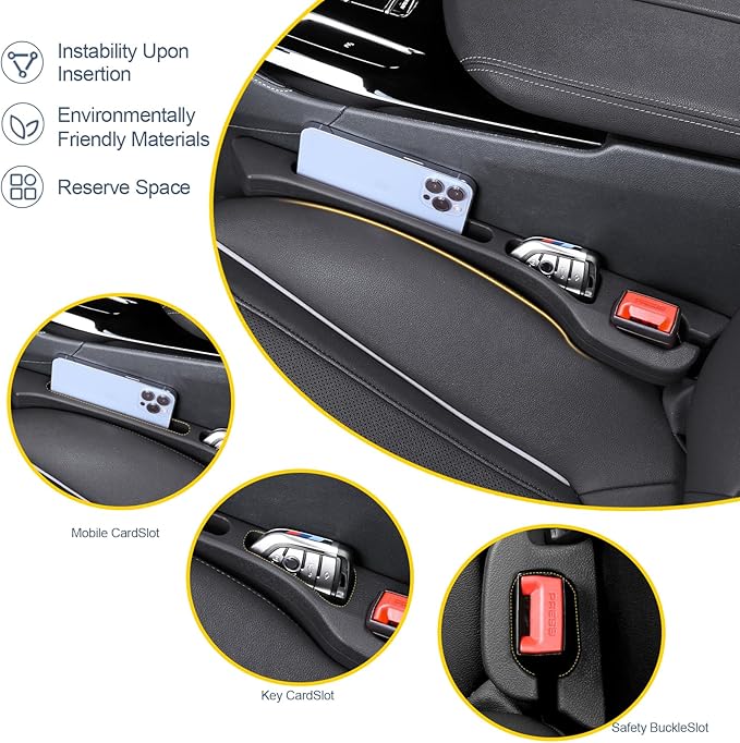 Car Seat Seam Filler 2-Piece Set, Car Seat Seam Plugs for Filling the Gap Between the seat and Console, Car Seat Seam Blocker to Prevent Items from Falling Out Added Storage Organizer