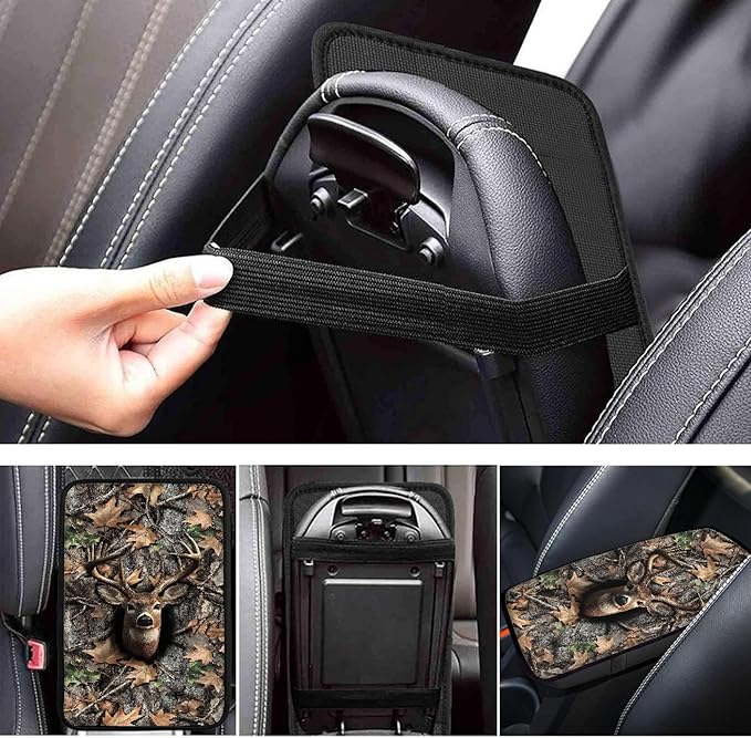 Hunting Deer Print Car Center Console Cover for Men,Soft Armrest Cover Pad for Cars SUV Sedan